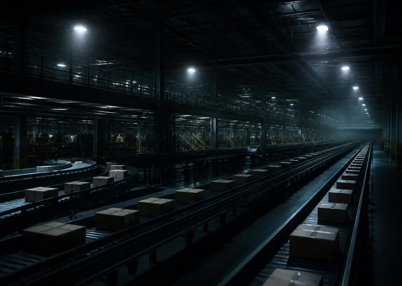 Global logistics network at dusk